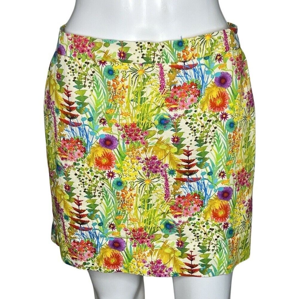 J Crew Skirt Womens 2 Yellow Multicolor Floral Liberty Fabrics Mini Skirt Preppy